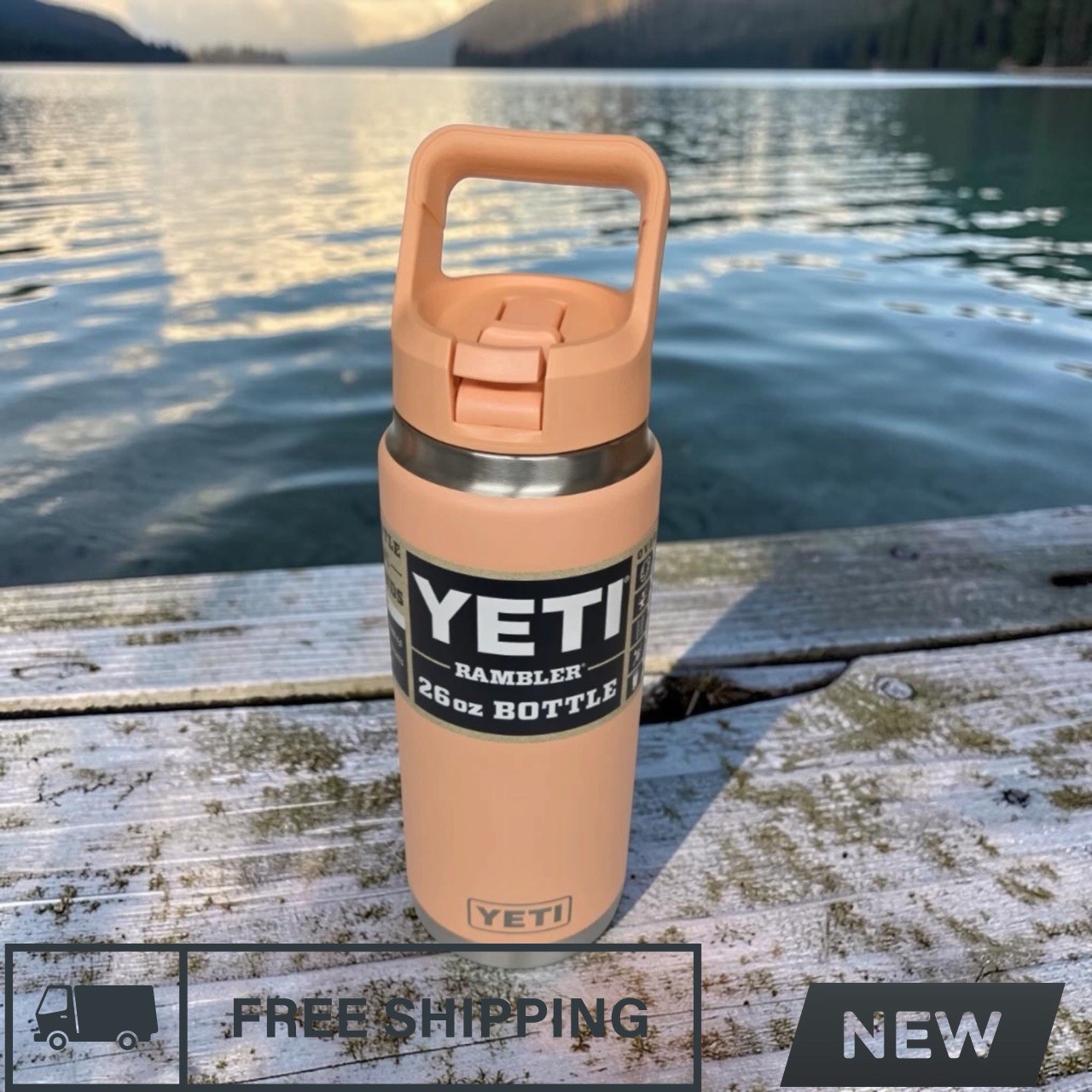 New YETI 26 oz Rambler Straw Bottle Lowcountry Peach - Limited Edition