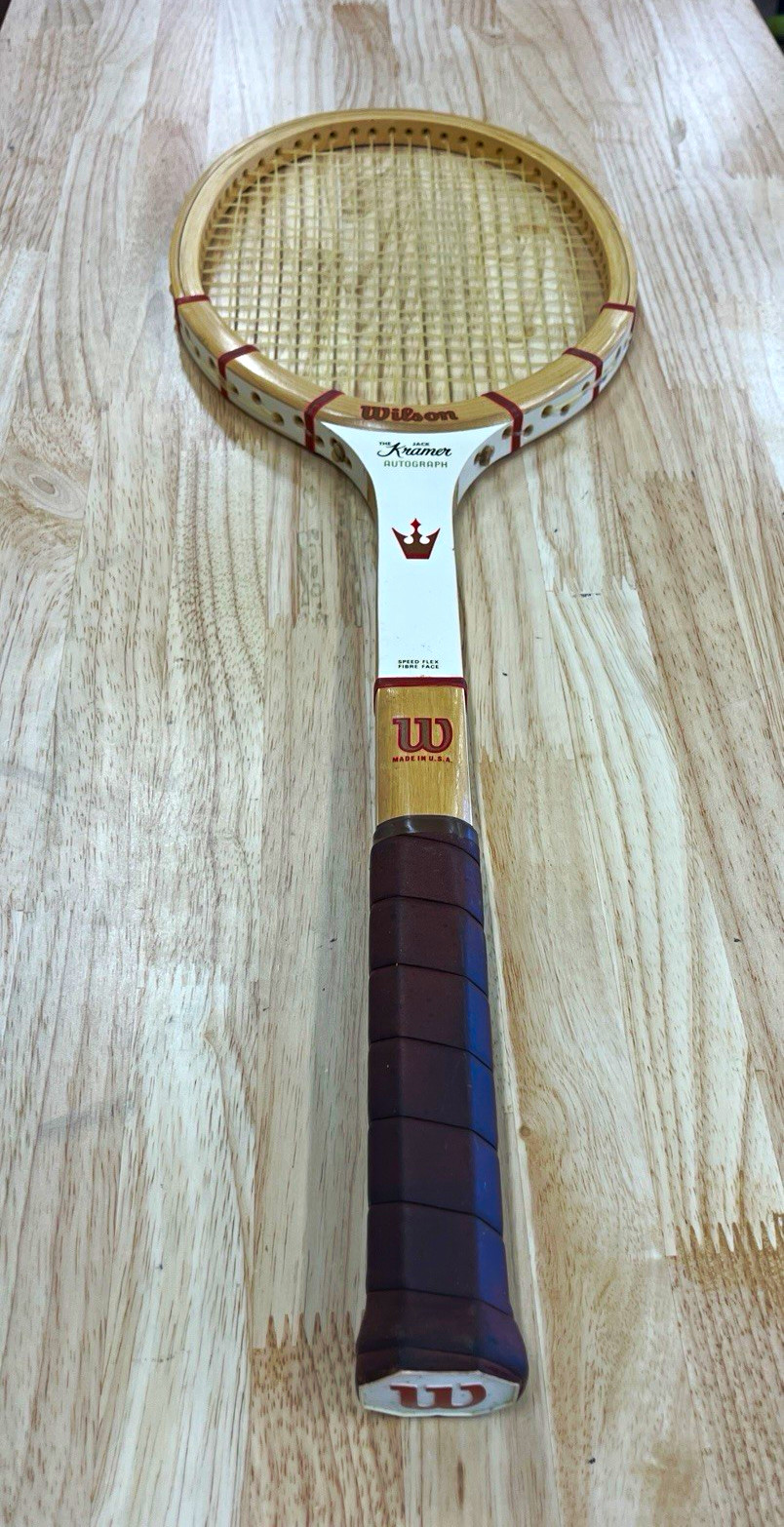Vintage Wilson Jack Kramer Autograph Wood Tennis Racket 4 3/8 L Speed Flex USA Vintage Wilson Jack Kramer Autograph Wood Tennis Racket 4 3/8 L Speed Flex USA