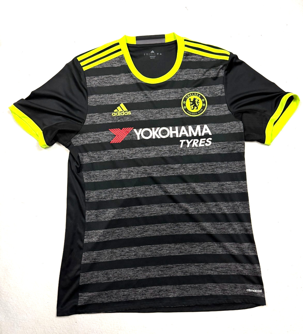 Adidas Chelsea FC Mens Large Soccer Jersey Black Neon Yokohama Tyres ClimaCool