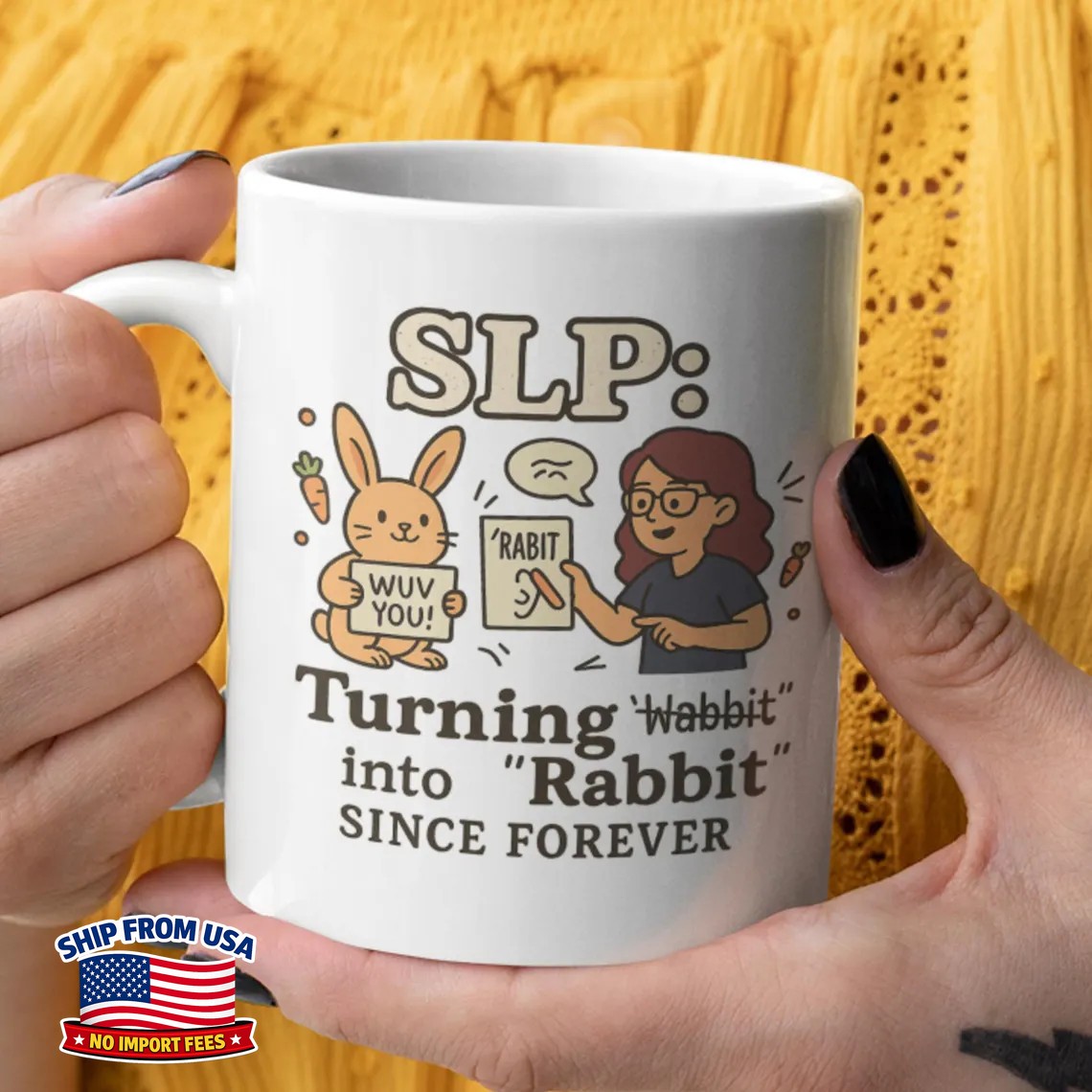 Funny SLP Mug, Speech Therapy Gift, Rabbit Pun Coffee Mugs Funny SLP Mug, Speech Therapy Gift, Rabbit Pun Coffee Mugs