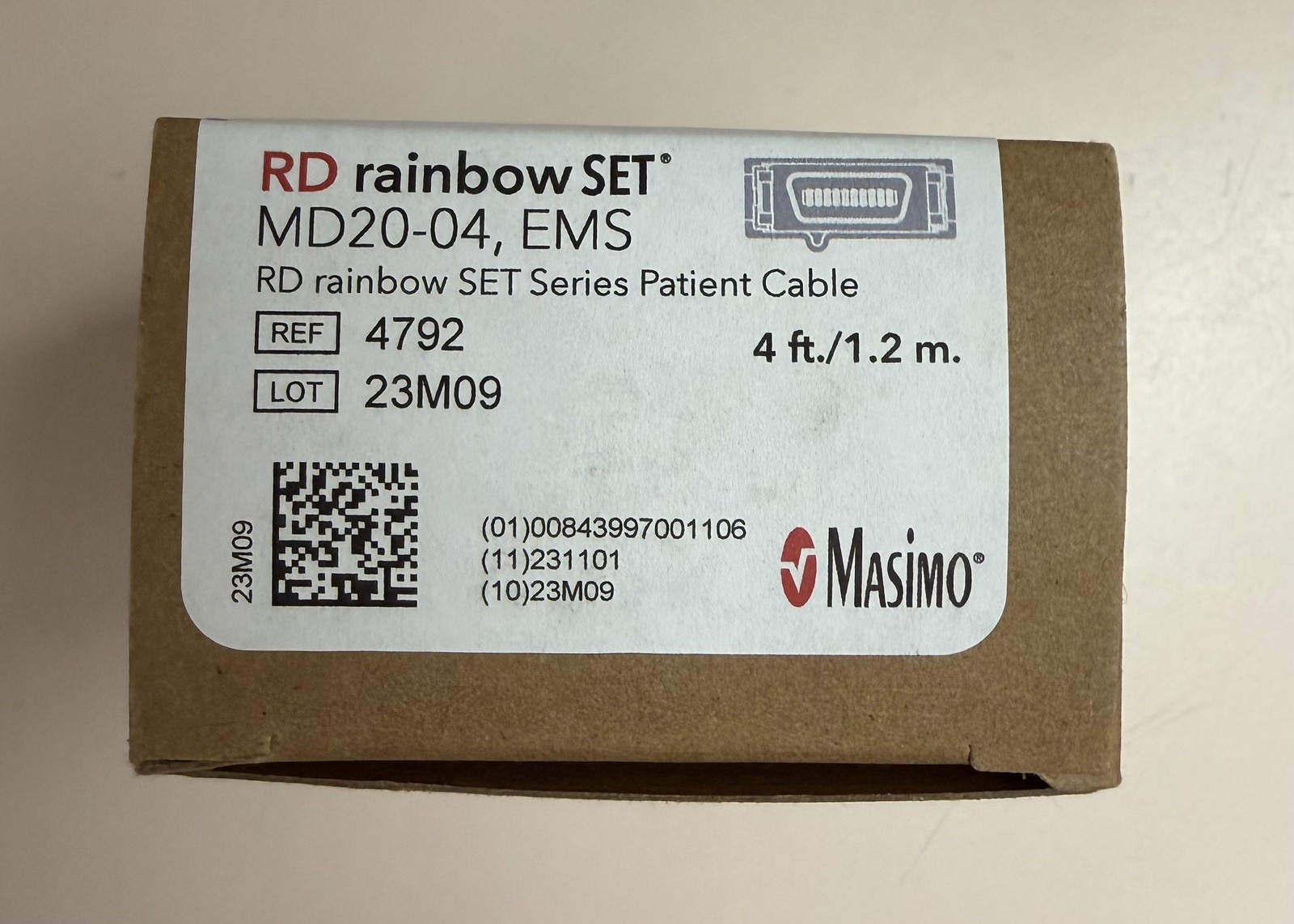 Masimo RD Rainbow SET MD20-04 EMS Patient Cable - 4792