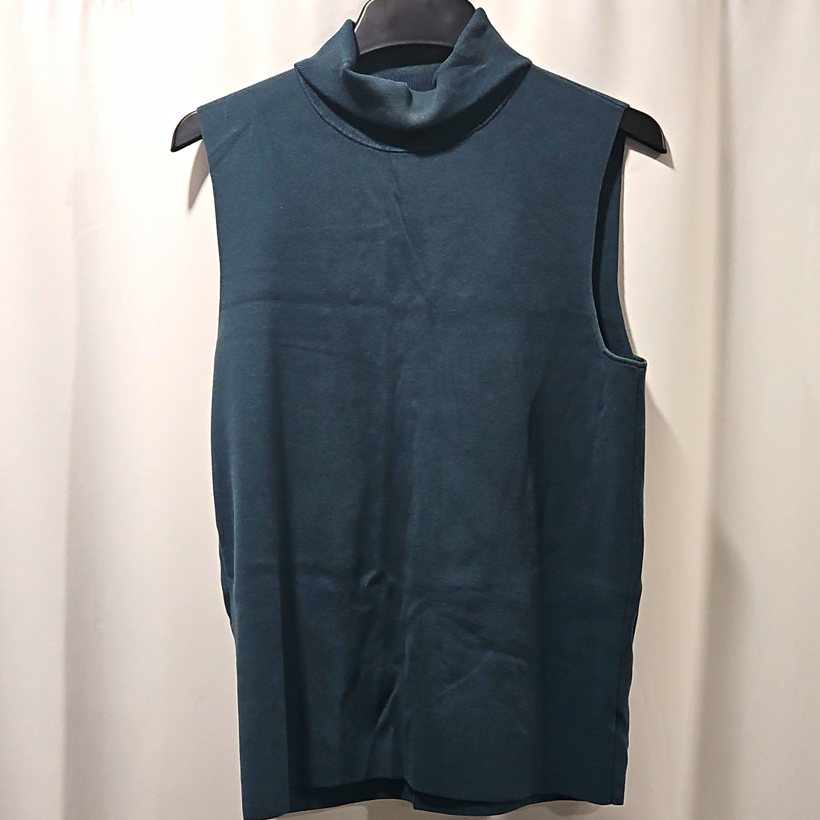 Talbots Women\'s XL Sleeveless Turtleneck Knit Top Green Solid Pullover