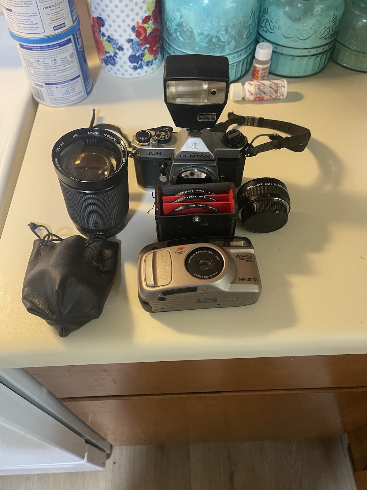 Vintage Pentax KM Camera and Minolta Camera Lot Untested As Is Vintage Pentax KM Camera and Minolta Camera Lot Untested As Is