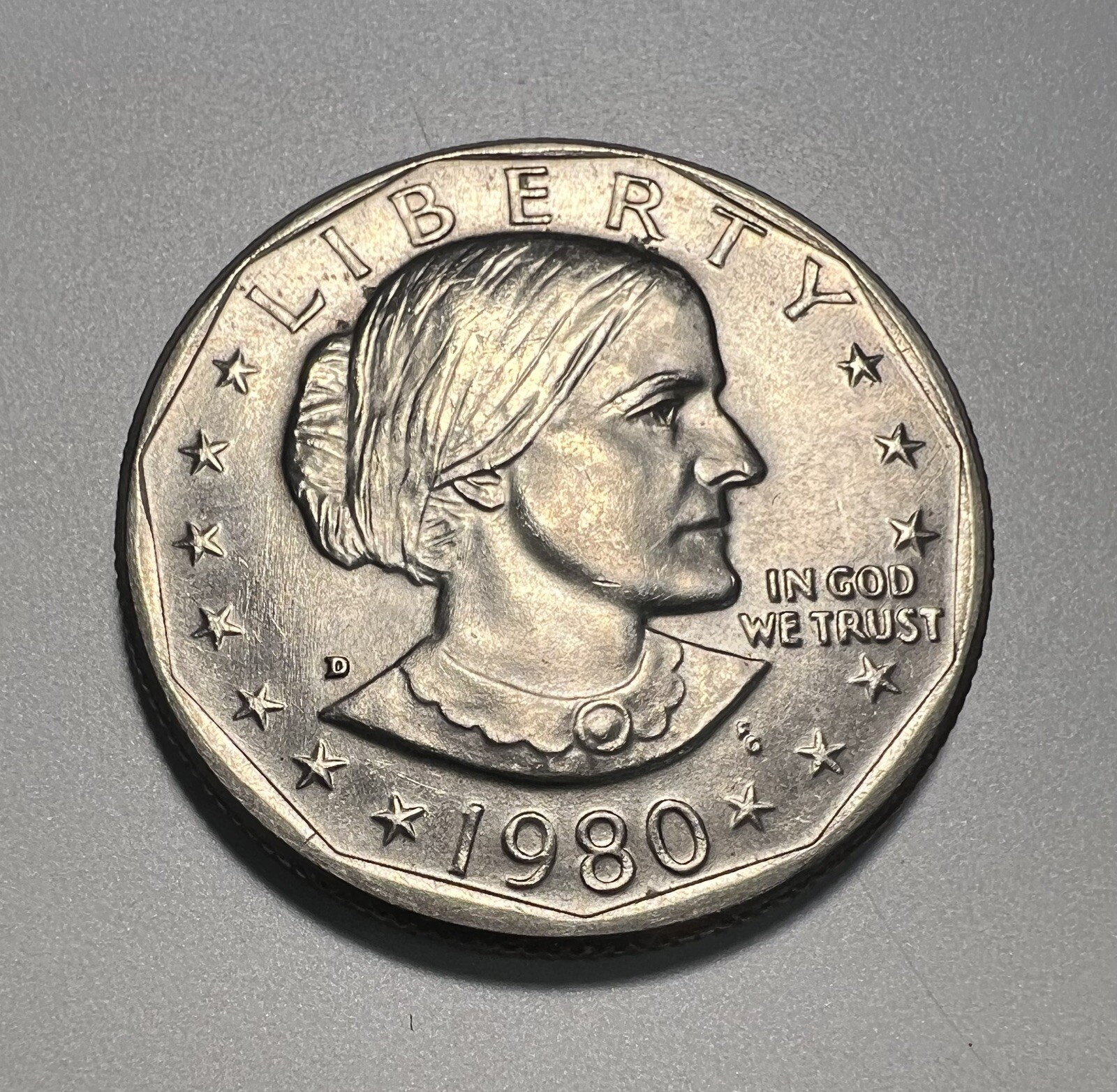 1980 D Susan B Anthony Liberty  *One Dollar Coin* Circulated Rare Wide Rim
