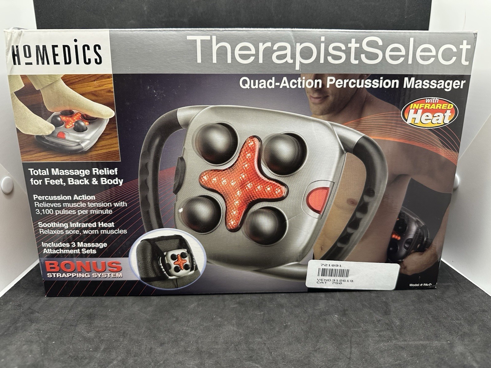 HOMEDICS Therapist Select Quad Action Percussion Massager infrared heat PA-Q NEW
