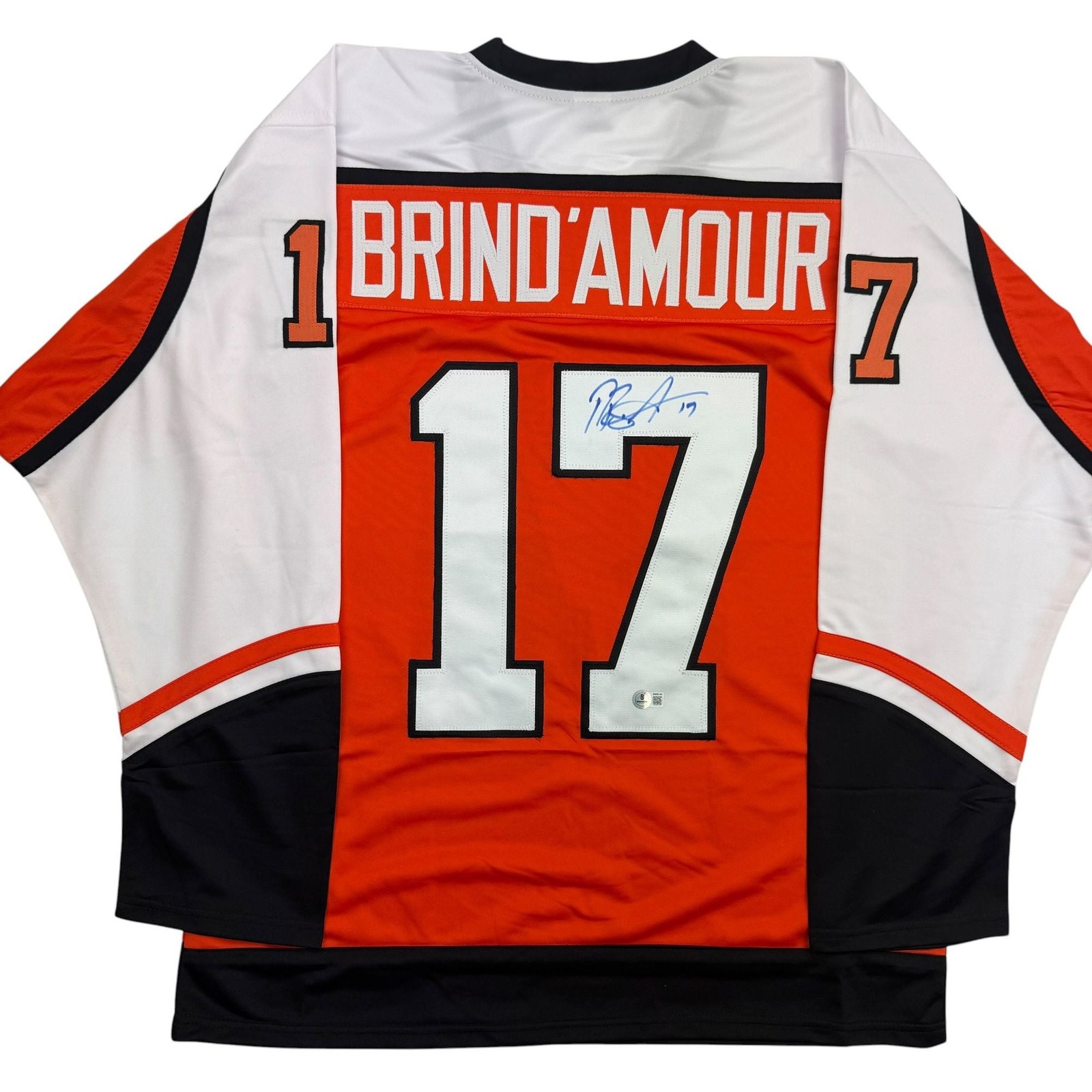 Autographed/Signed Rod Brind'Amour Philadelphia Orange Hockey Jersey Beckett COA Autographed/Signed Rod Brind'Amour Philadelphia Orange Hockey Jersey Beckett COA