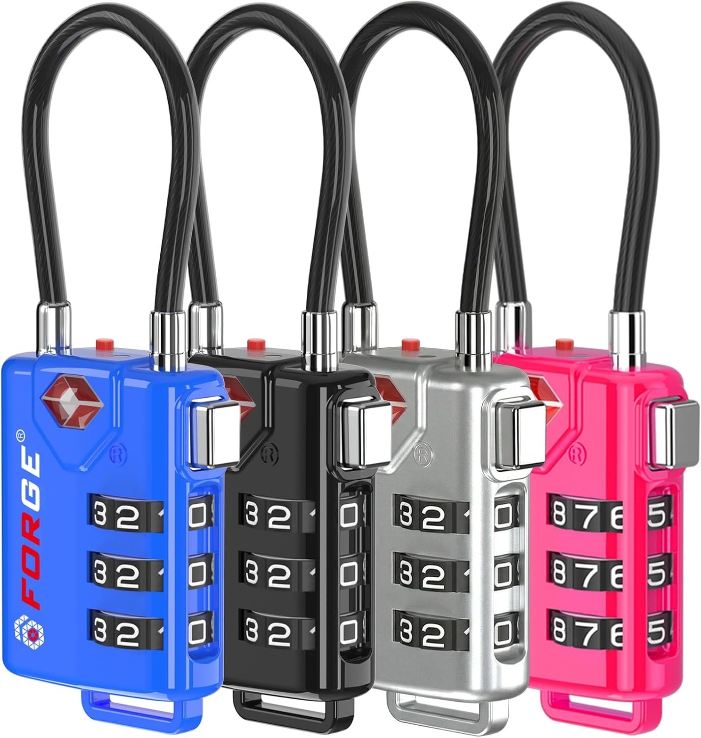 4x TSA Approved Luggage Lock Travel 3 Digit Combination Suitcase Padlock Reset