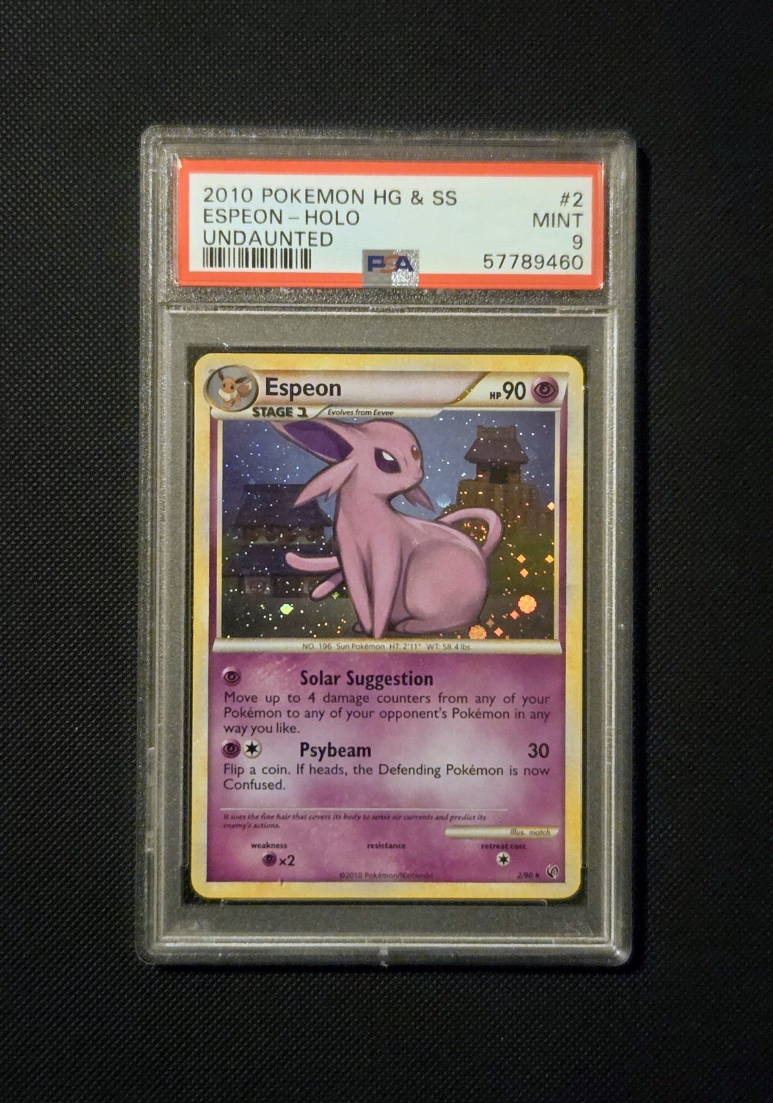 2010 Pokemon - Heartgold & Soulsilver Undaunted #2 Espeon Holo Rare - Mint PSA 9