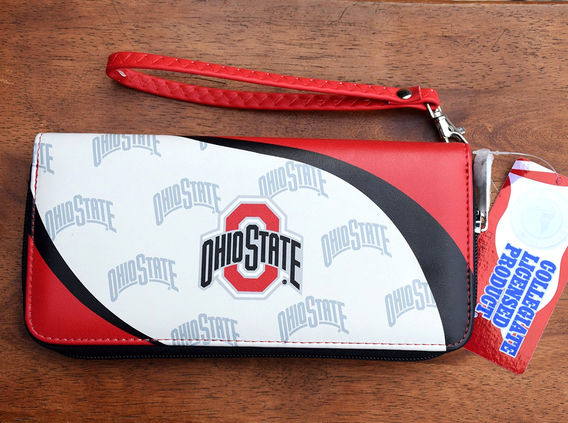 NEW Women\'s Ohio State Buckeyes NCAA Wallet Curve Zip Wrist Purse