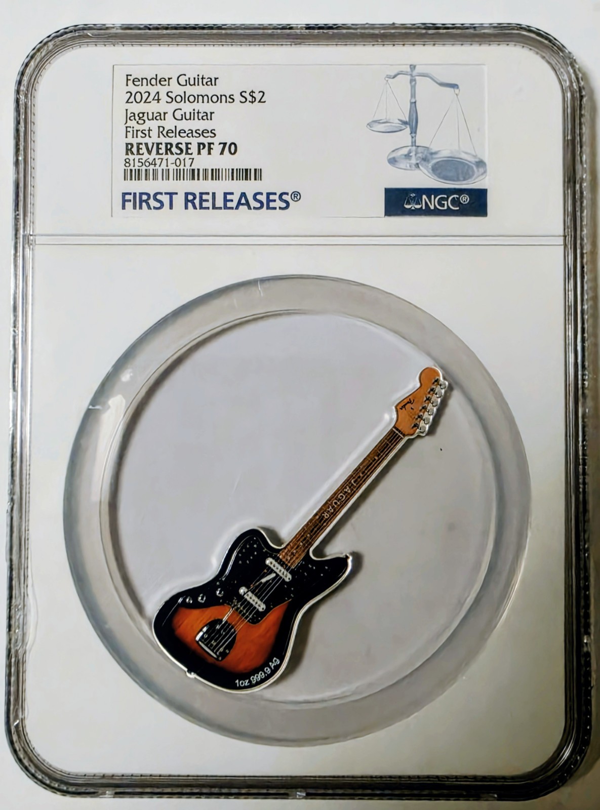 2024 PAMP Fender JAGUAR Guitar🎸 shaped Coin 1 oz .999 Silver NGC REV PF70 FR