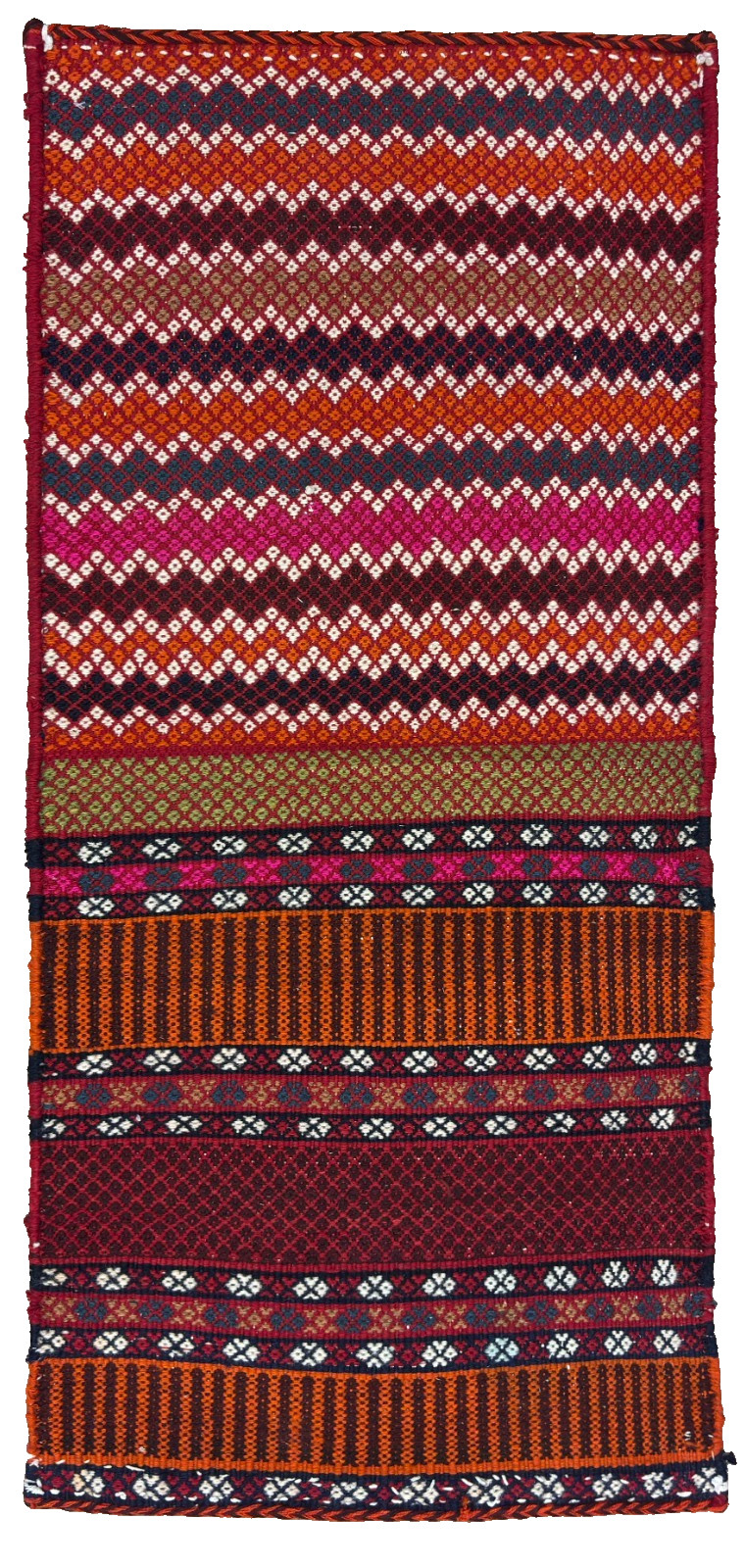 Vintage Qashqai 2x4 Tribal Geometric Kilim Handwoven Wool Area Rug Red Oriental