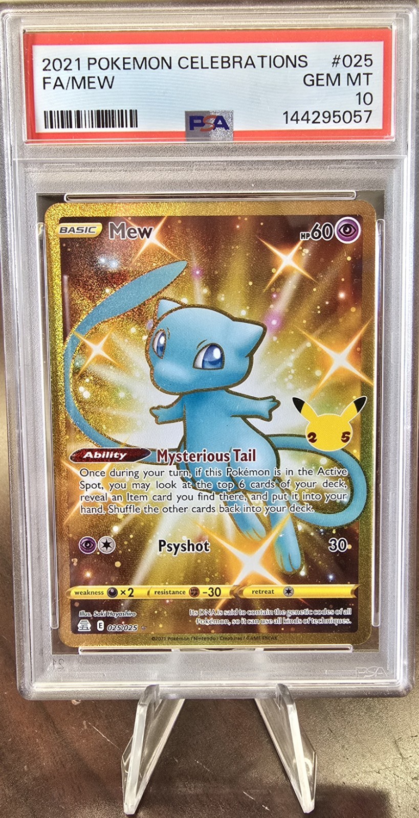 Pokemon 2021 Celebrations Mew 025/025 Secret Rare Holo PSA 10 Graded With Case Pokemon 2021 Celebrations Mew 025/025 Secret Rare Holo PSA 10 Graded With Case