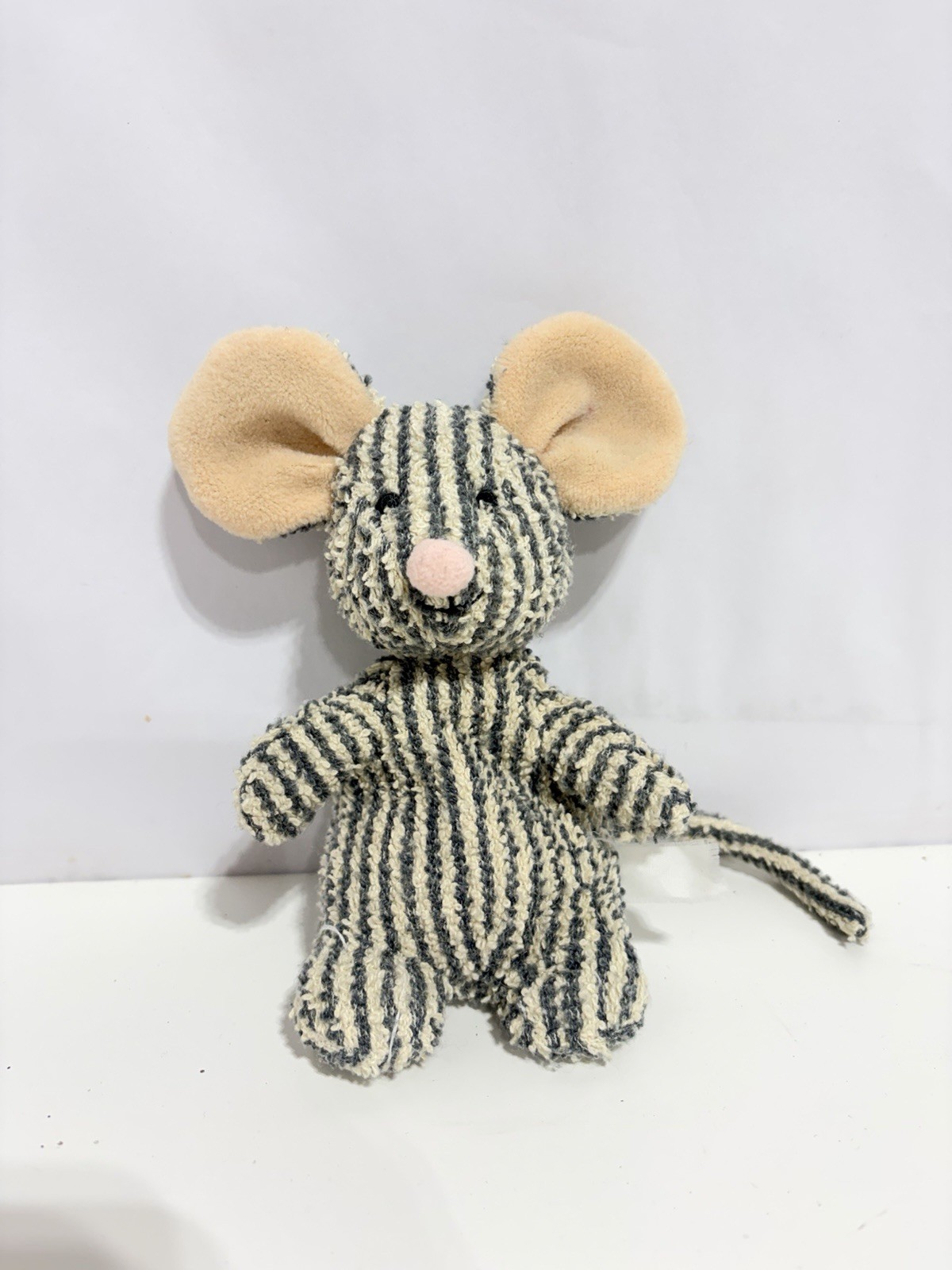 Vintage Russ Home Buddies Sniffy Mouse Striped Terry Cloth Beanbag Plush 5”