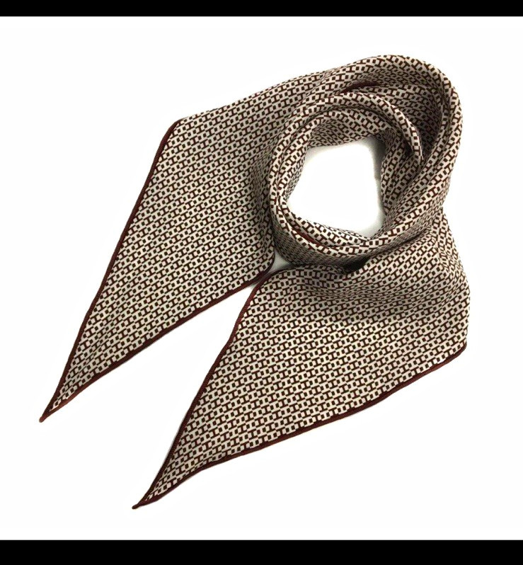 Hermès—Brown & White Geometric “H” Logo Silk Scarf, Losange Hermès—Brown & White Geometric “H” Logo Silk Scarf, Losange