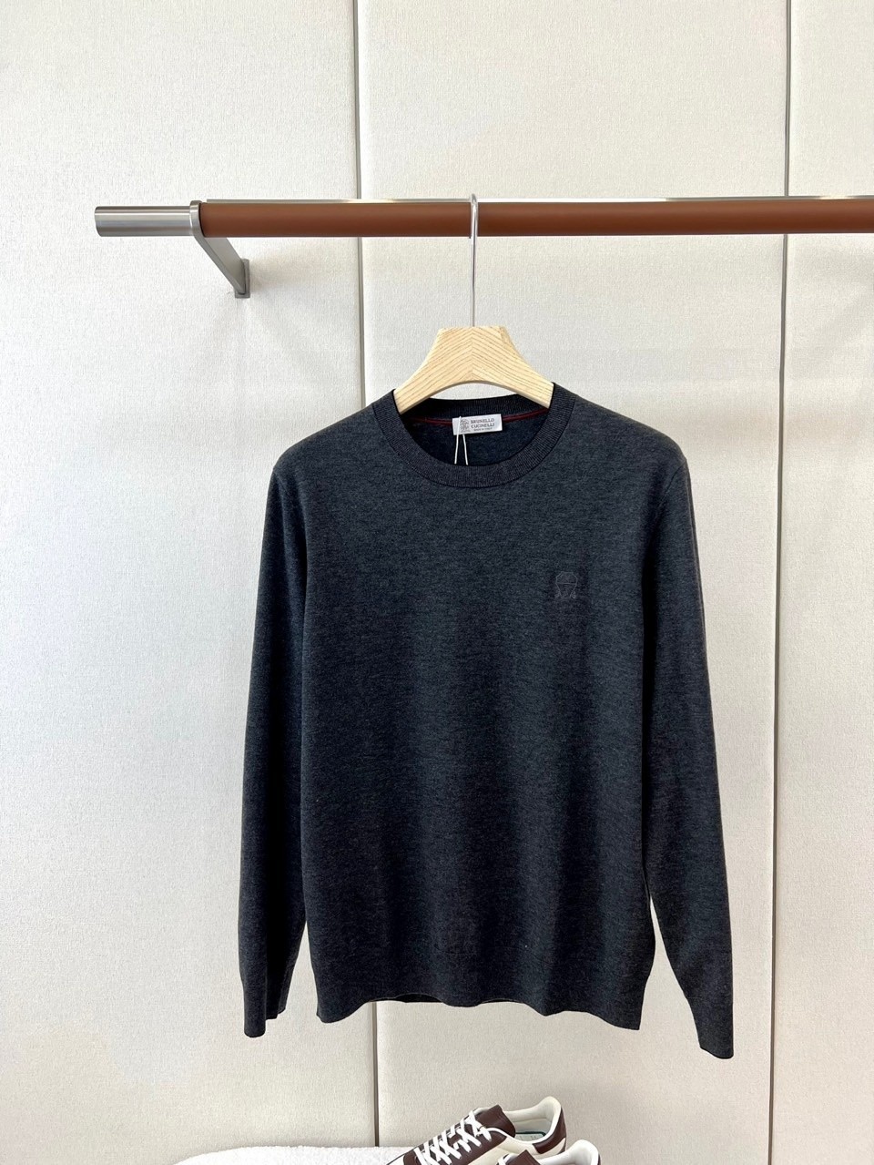 Brunello Cucinelli Men\'s Fall/Winter Knit Crewneck Sweater Gray