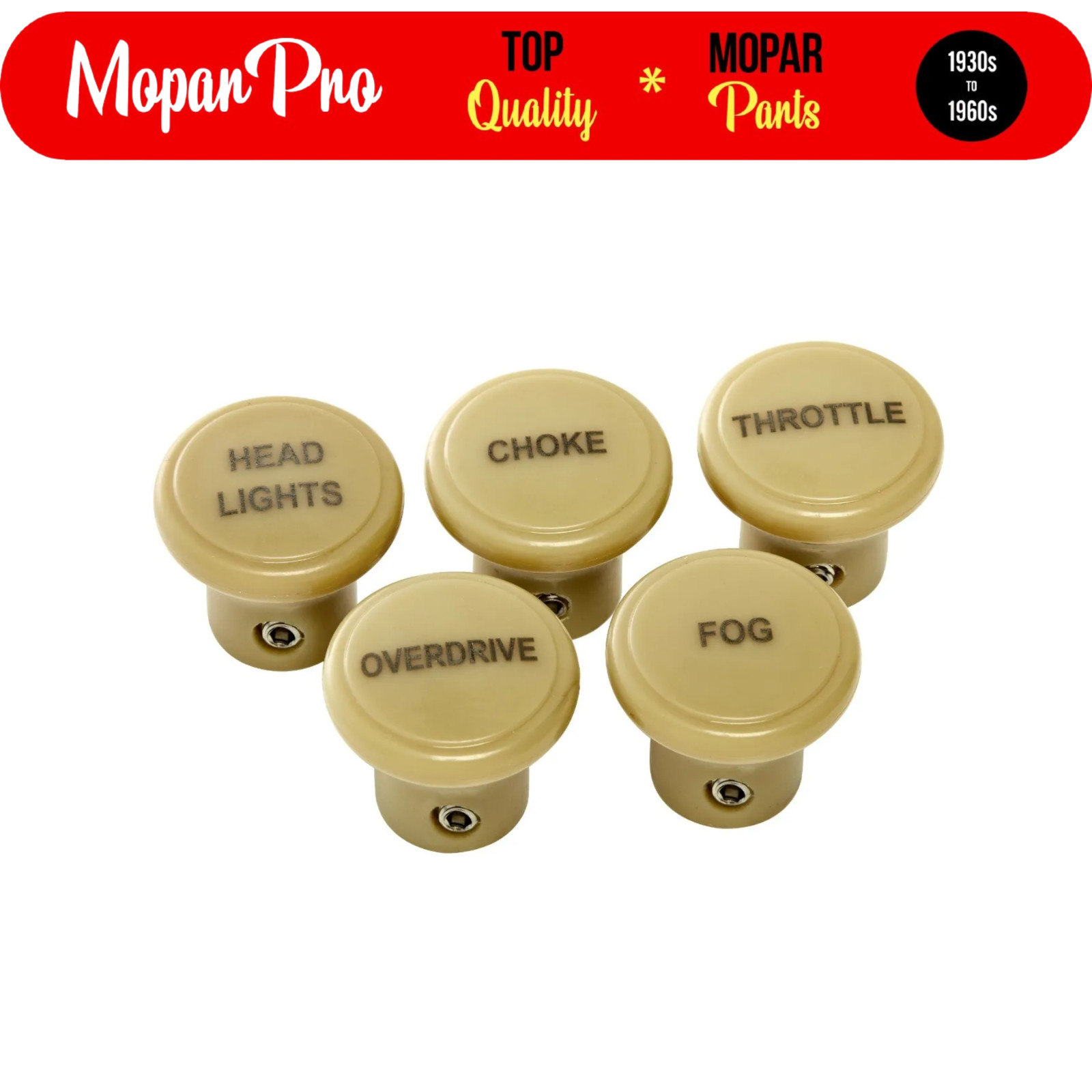1935-1939 PLYMOUTH SPECIAL DELUXE BRAND NEW DASH KNOB COMPLETE SET