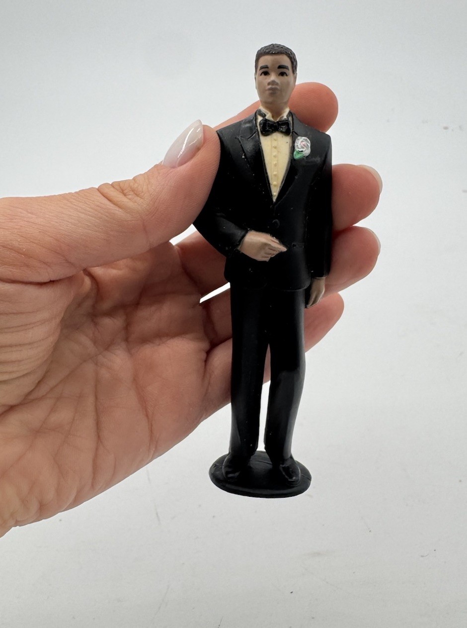 Vintage 1991 Wilton African American Groom Cake Topper 4.5in Tuxedo