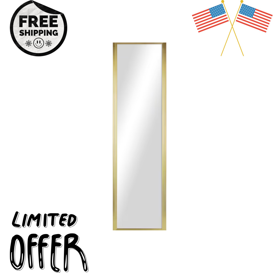 Mainstays Gold Rectangle Full-Length Wall or Door Mirror, 13.5 in x 49.5 in..... Mainstays Gold Rectangle Full-Length Wall or Door Mirror, 13.5 in x 49.5 in.....