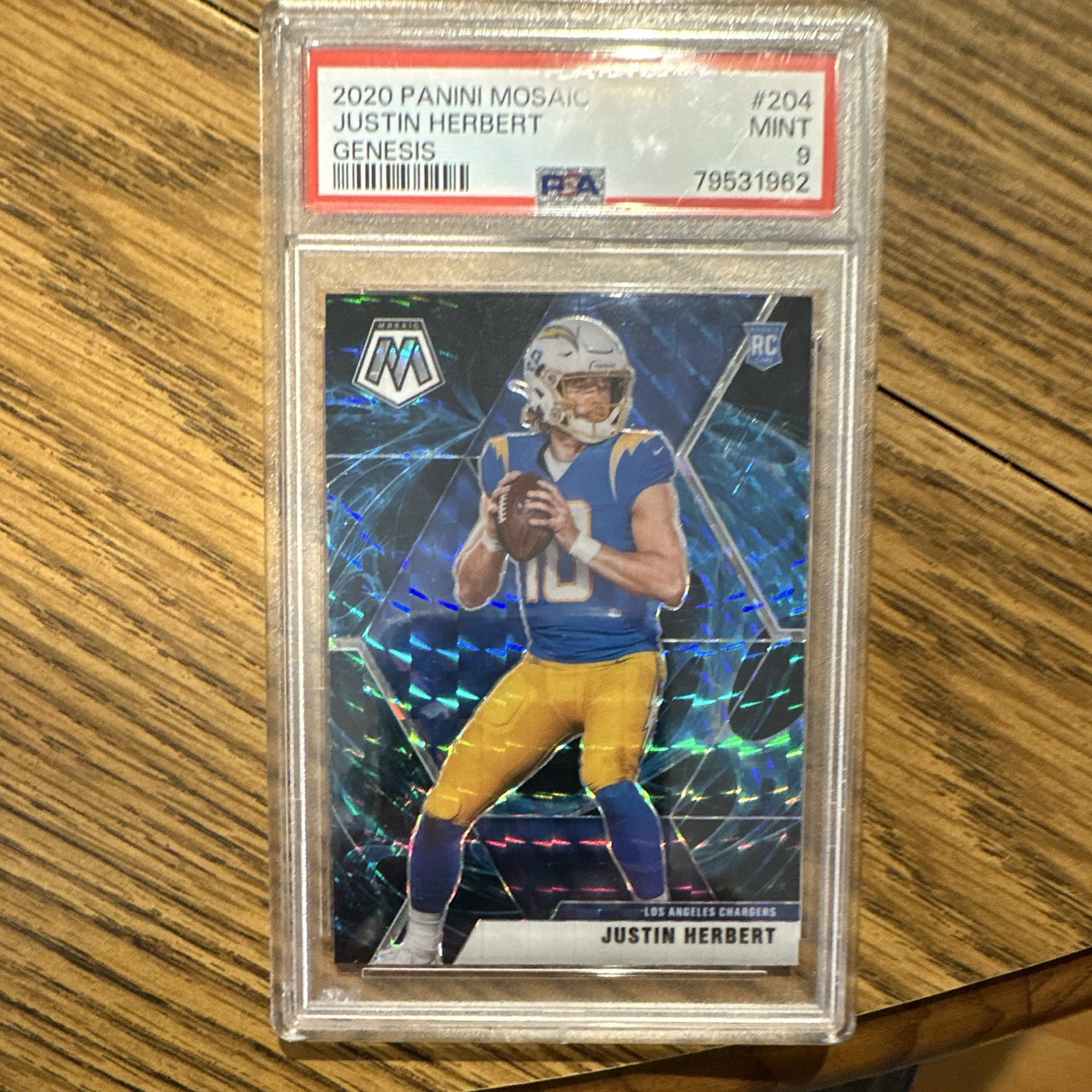 Panini 2020 Mosaic Justin Herbert Rookie Rookies Genesis Prizm #204 PSA 9 Panini 2020 Mosaic Justin Herbert Rookie Rookies Genesis Prizm #204 PSA 9