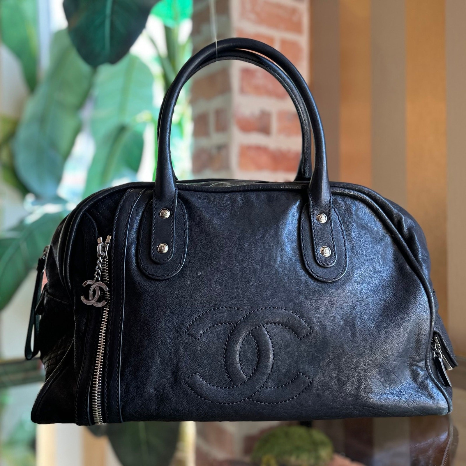 CHANEL Rue de Cambon Large Black Caviar Leather Bowling Bag
