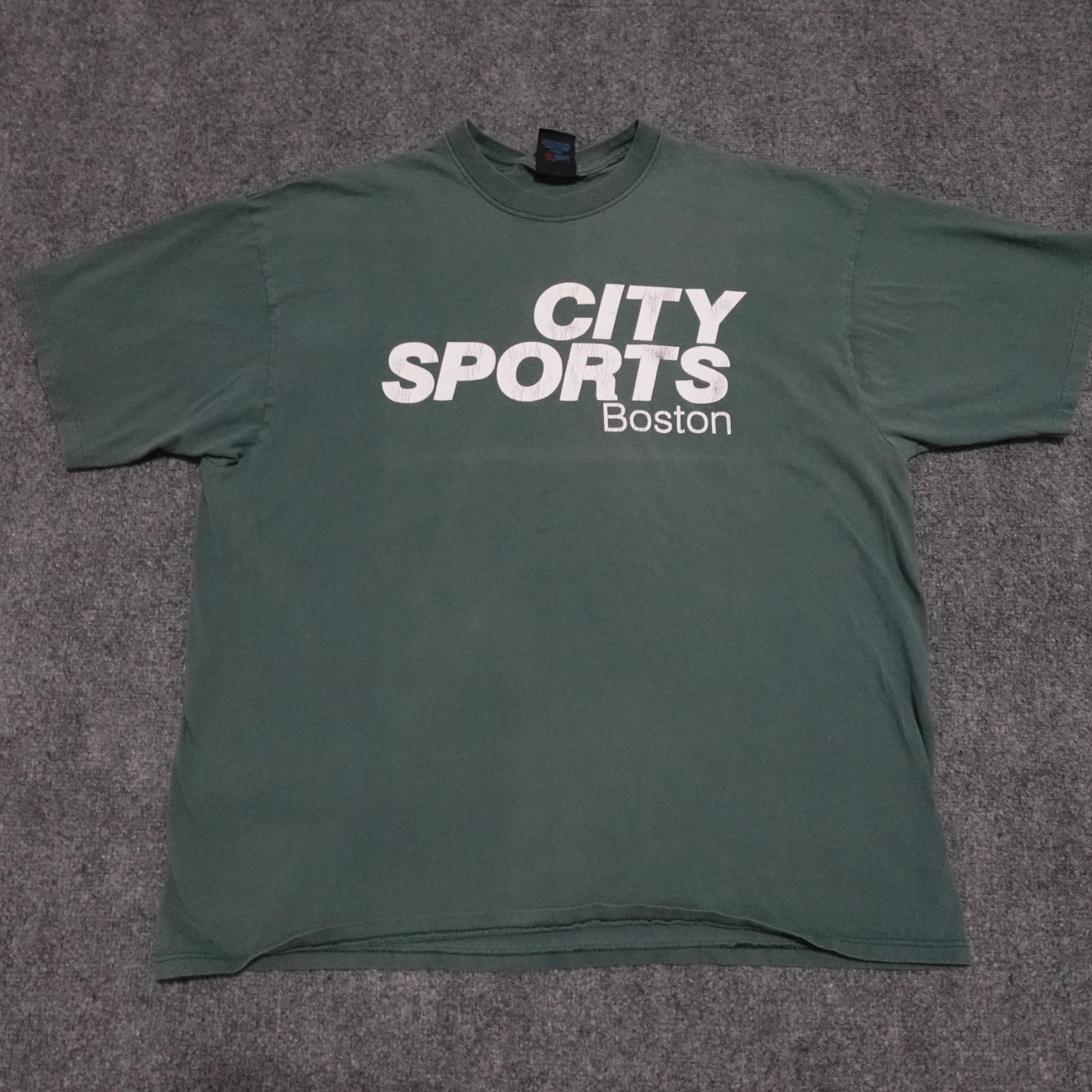 Vintage City Sports Boston Shirt Mens 2XL XXL Green Sun Faded Crewneck 90s 0754 Vintage City Sports Boston Shirt Mens 2XL XXL Green Sun Faded Crewneck 90s 0754