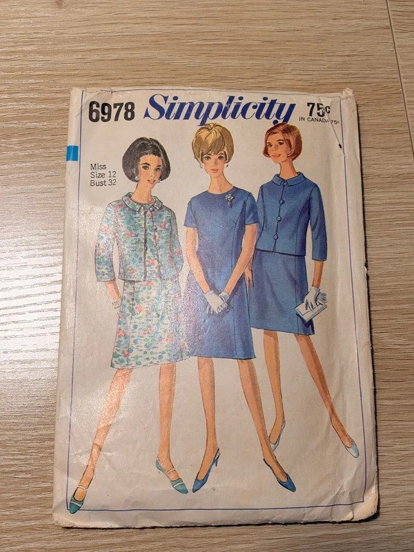 Vintage 1960s Simplicity 6978 Jackie O Style Dress & Jacket Sewing Pattern