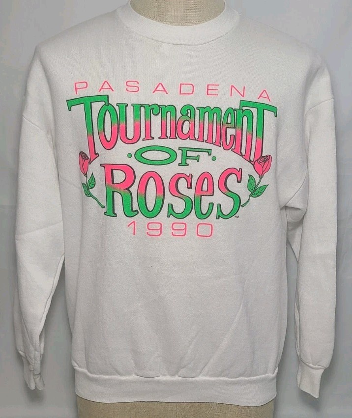 U.S. Sweats Pasadena Tournament Of Roses 1990 White Sweatshirt Size XL ~ Used 