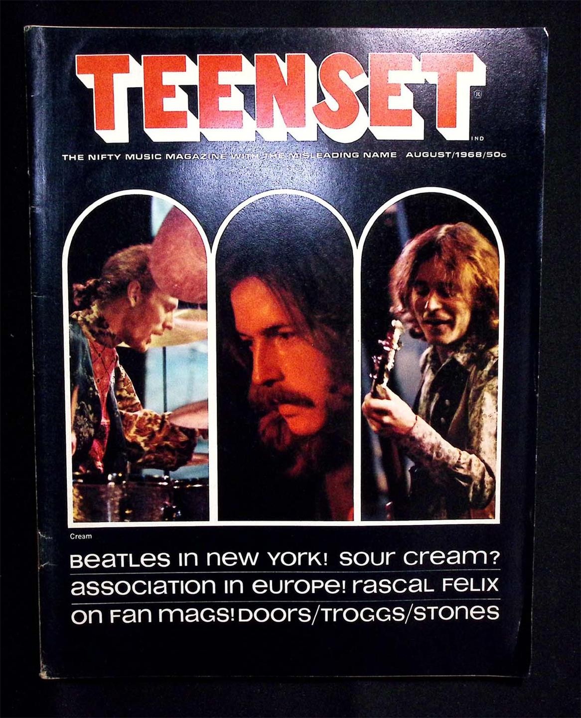 TEENSET Magazine August 1968 CREAM Beatles Rascals Doors Music Collectors Item
