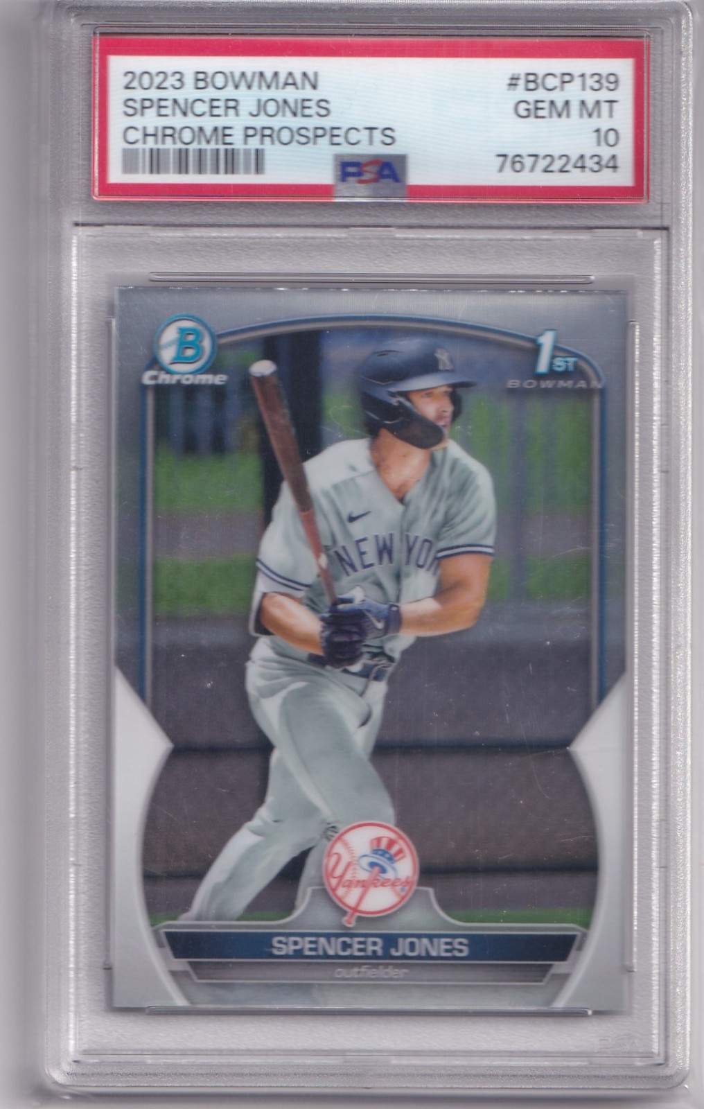 2023 Bowman Chrome Spencer Jones 1st Bowman BCP-139 PSA 10 GEM MT Yankees
