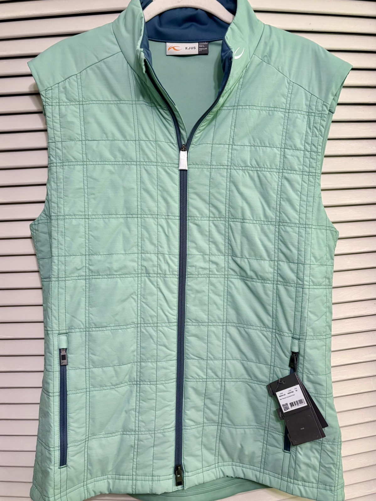 KJUS Rowan Vest Mens 52 Large Insulated Quilted Full Zip Golf Green 