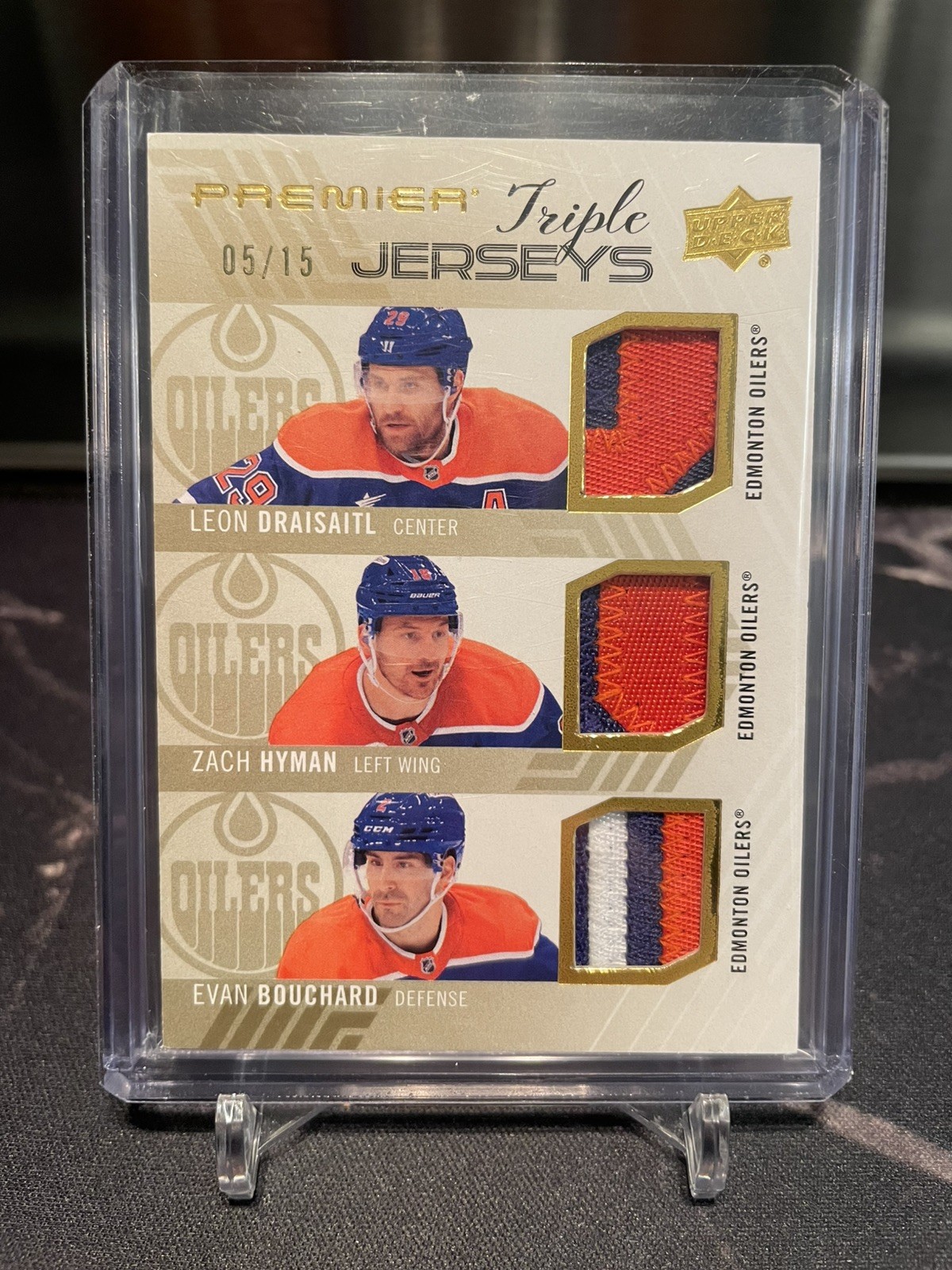 Draisaitl, Hyman, Bouchard🔥/15 Gold Triple Jerseys patch🔥 2024-25 first PT-DHB Draisaitl, Hyman, Bouchard🔥/15 Gold Triple Jerseys patch🔥 2024-25 first PT-DHB