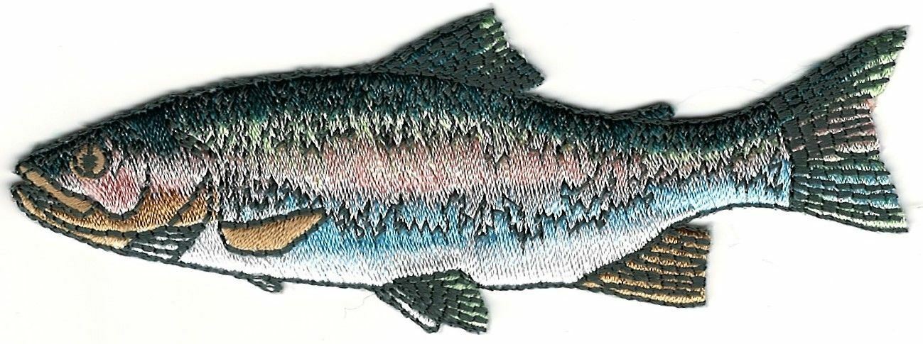 Realistic Rainbow Trout Game Sport Trophy Fish Embroidery Patch Facing Left