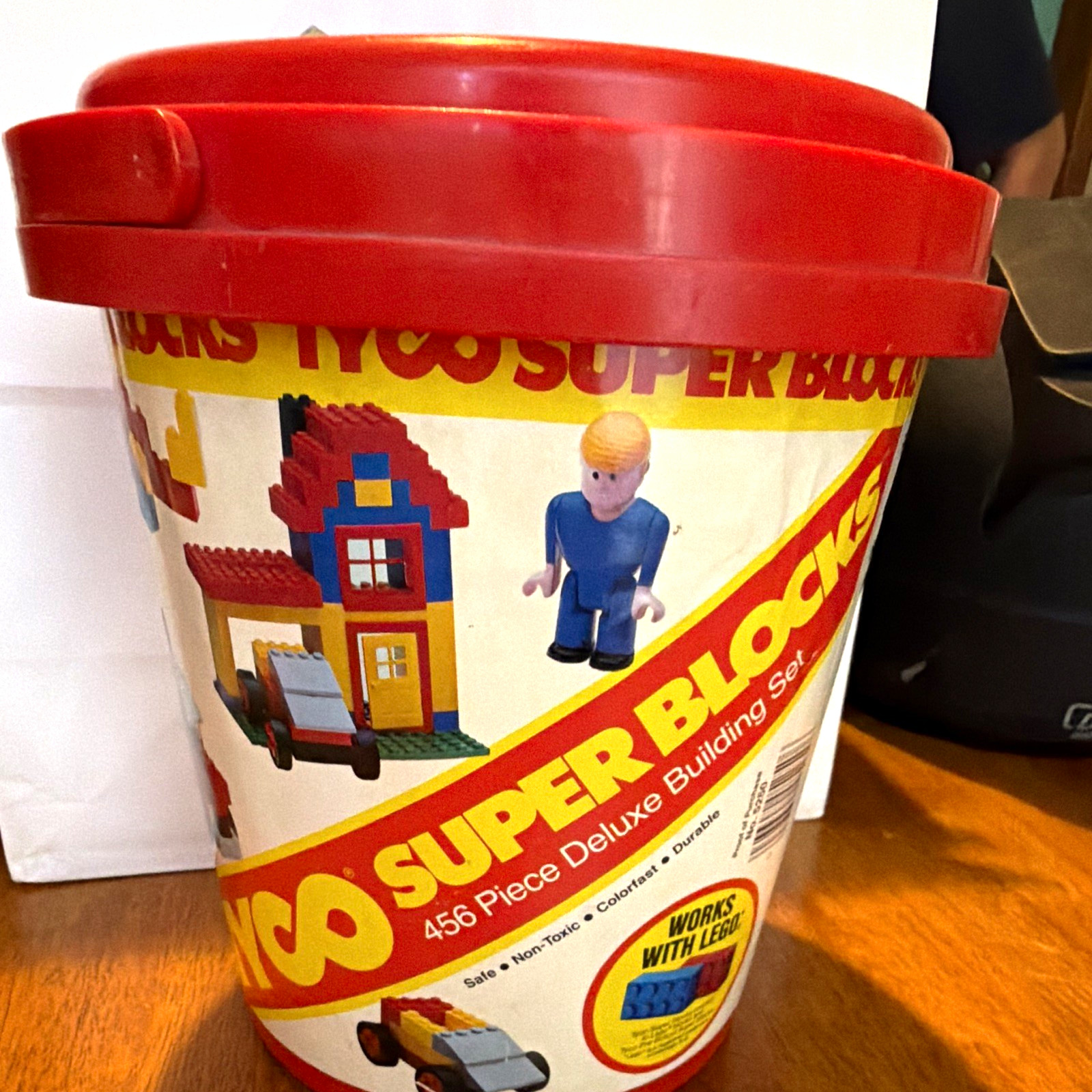 Vintage 1984 Tyco Super Blocks 456pc Deluxe Building Set Bucket