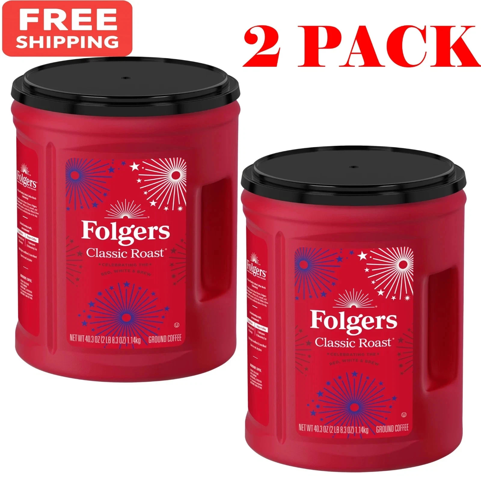 Folgers Classic Roast Ground Coffee Medium Roast 40.3 Oz Canister, 2 PACK Folgers Classic Roast Ground Coffee Medium Roast 40.3 Oz Canister, 2 PACK