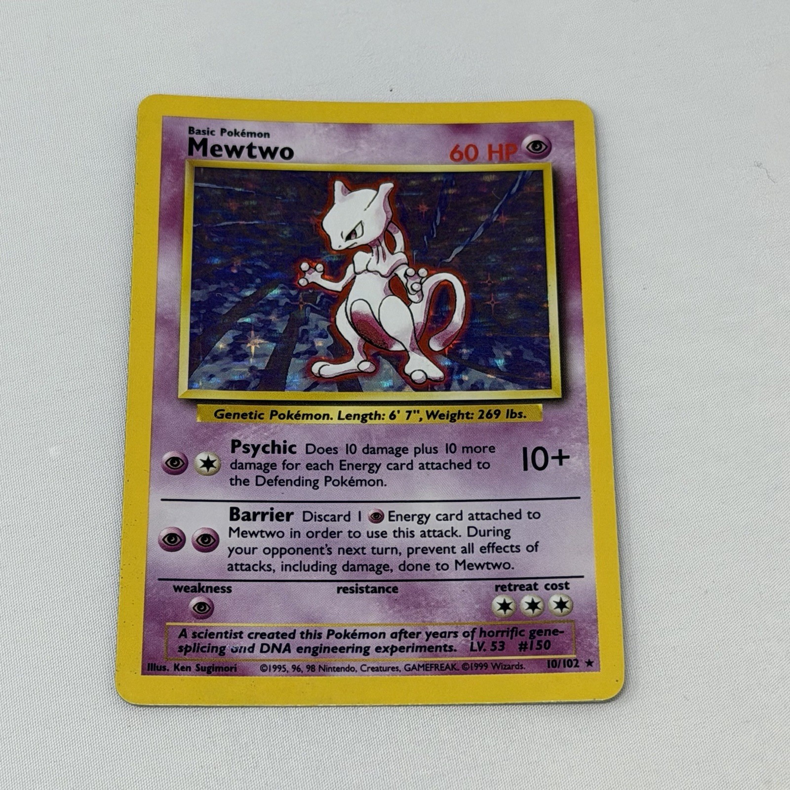Wizards of the Coast Mewtwo 10/102 Base Set Holo Rare English 1999-2000 Wizards of the Coast Mewtwo 10/102 Base Set Holo Rare English 1999-2000
