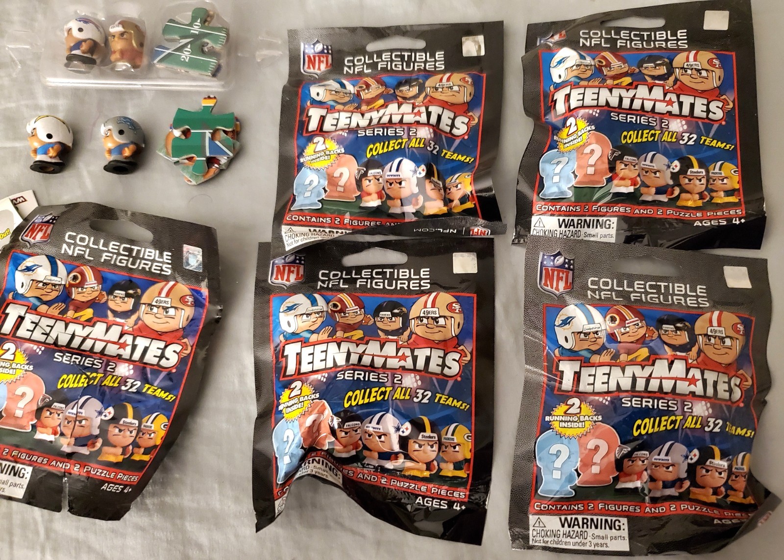 NFL ~ TeenyMates ~ SERIES 2 ~ 4 SEALED PACKAGES & 2 OPEN - TEENY MATES FIGURES