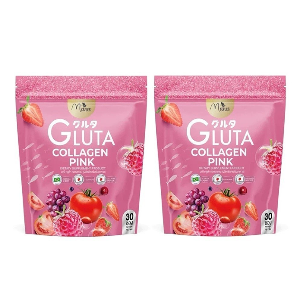 X2 Manee Gluta Collagen Pink Anti-Aging Supports Healthy Smooth Skin 30 Sachets X2 Manee Gluta Collagen Pink Anti-Aging Supports Healthy Smooth Skin 30 Sachets