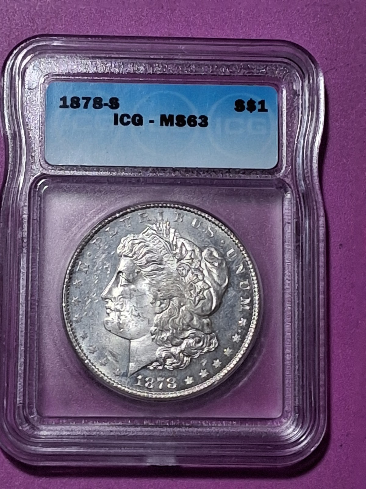 1878-S MORGAN DOLLAR. ICG- MS-63. CHOICE BU . COLLECTORS CHOICE