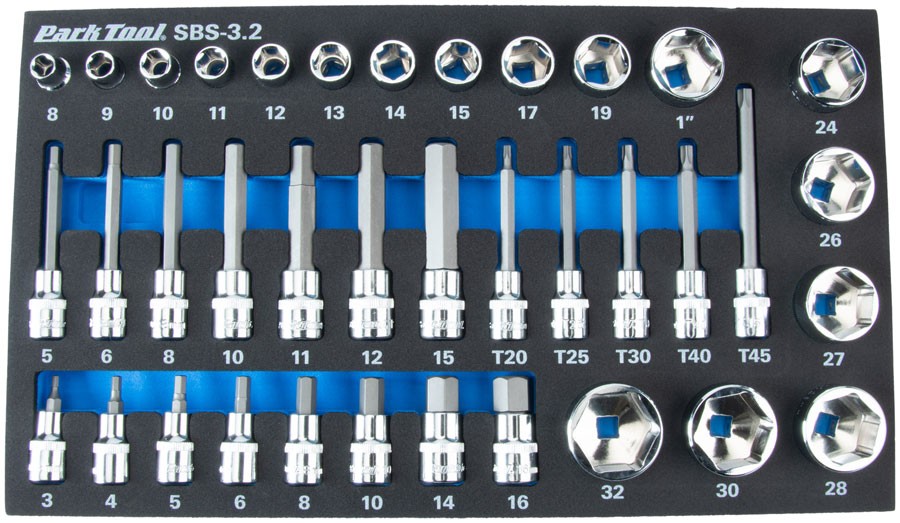 Park Tool SBS-3.2 37-Piece Bike Repair Socket & Hex Bit Set with Storage