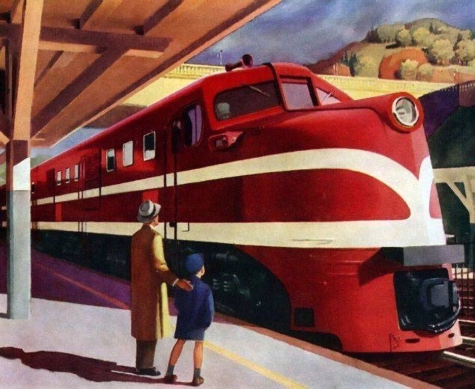 American Locomotive Edward Hopper 1944 vintage art print antique painting