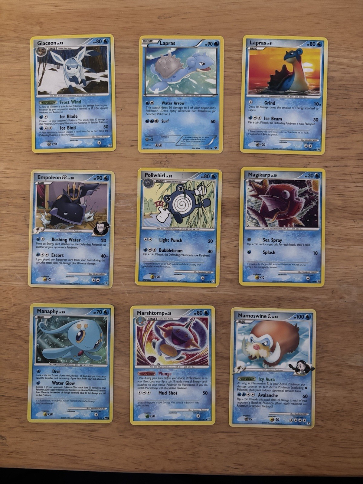 Pokemon TCG Glaceon Lapras Empoleon FB Manaphy 9 Card Lot