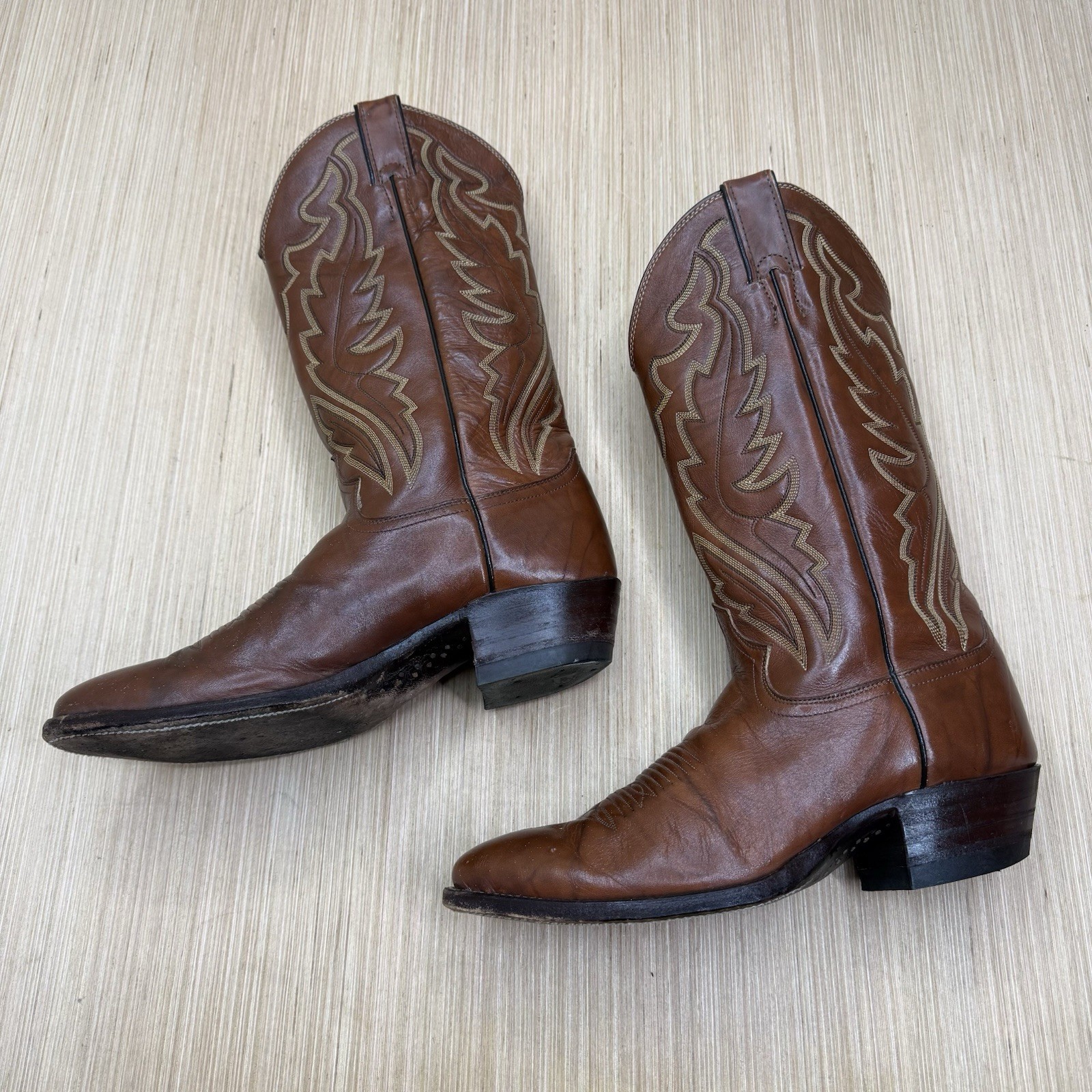 Vintage Justin Western Cowboy Boots Brown Mens 9 D - Made in USA
