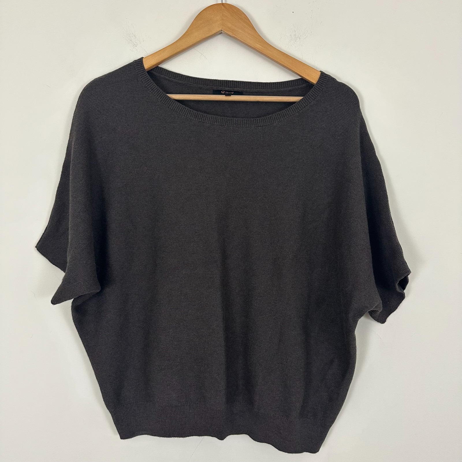 Quince Sweater Brown Cotton Cashmere Link-Stitch Dolman Sleeve Womens Large