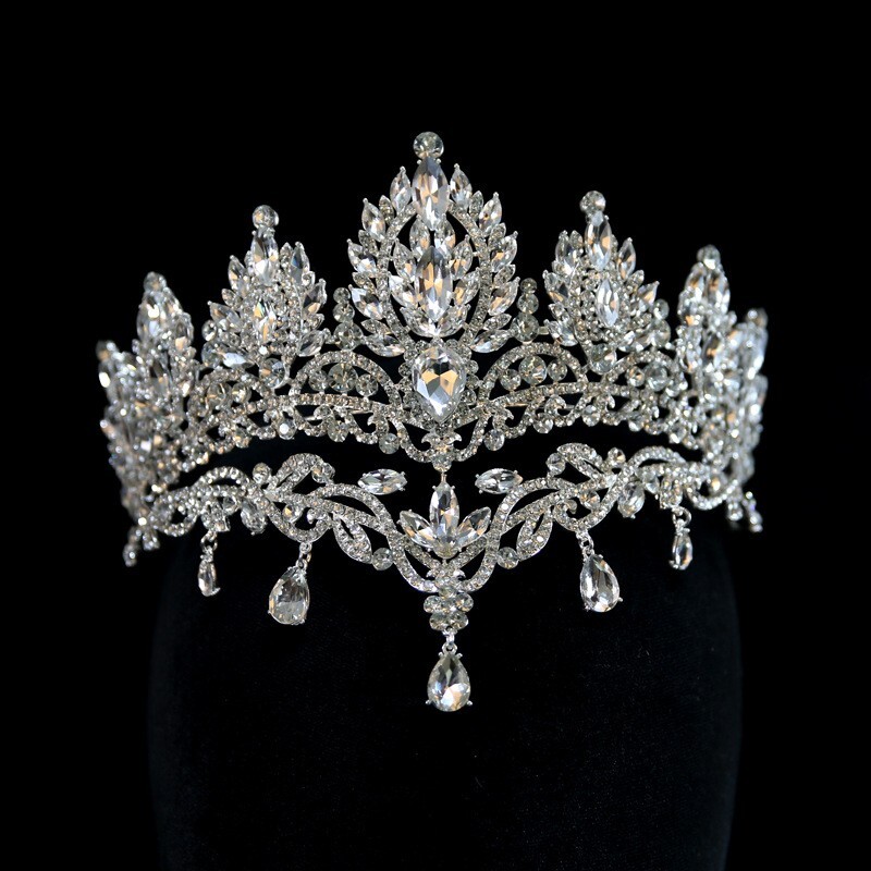 11cm Tall Luxury Crystal Wedding Queen Princess Tiara Crown For Women