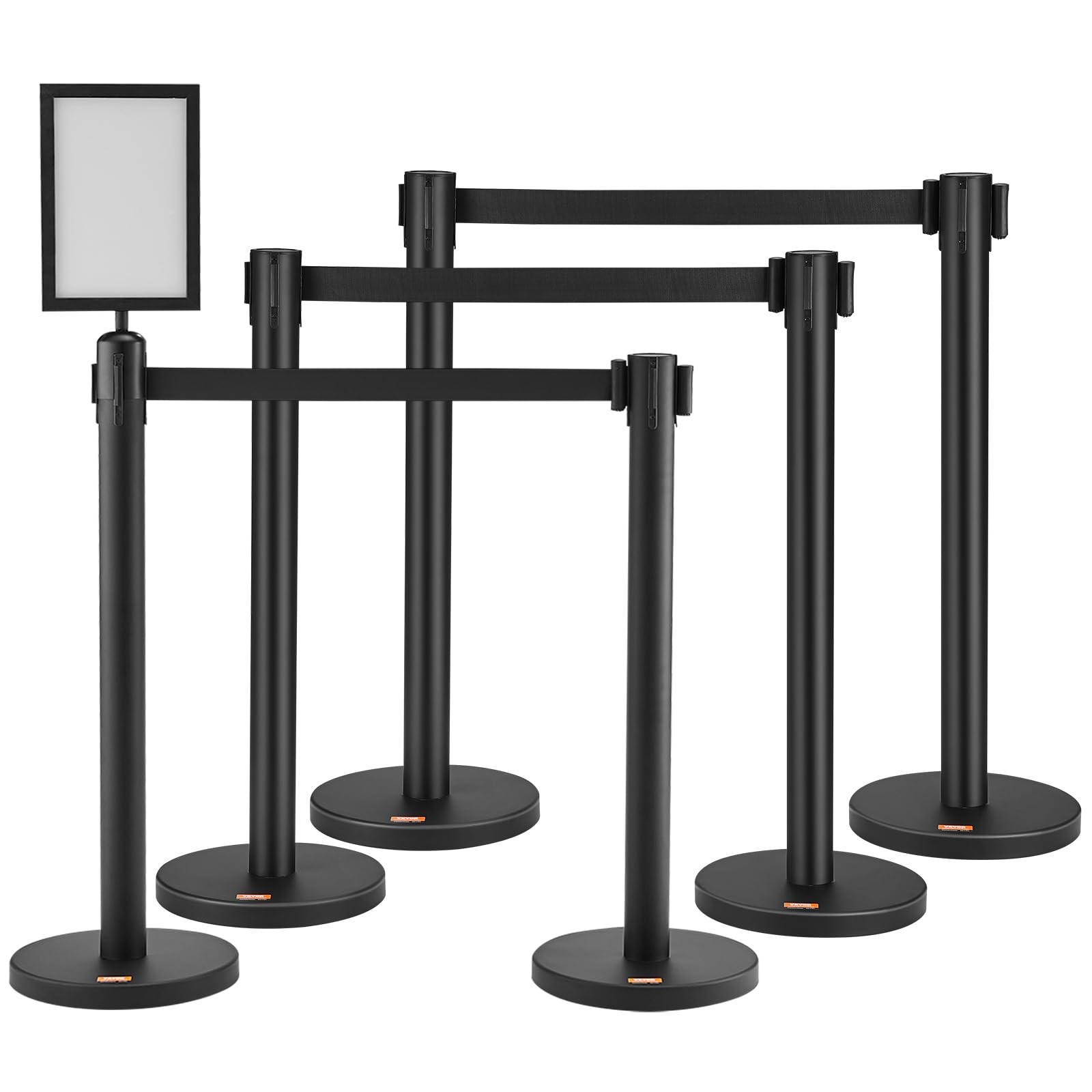 VEVOR Crowd Control Stanchions, 6-Pack Classic connector, Black VEVOR Crowd Control Stanchions, 6-Pack Classic connector, Black