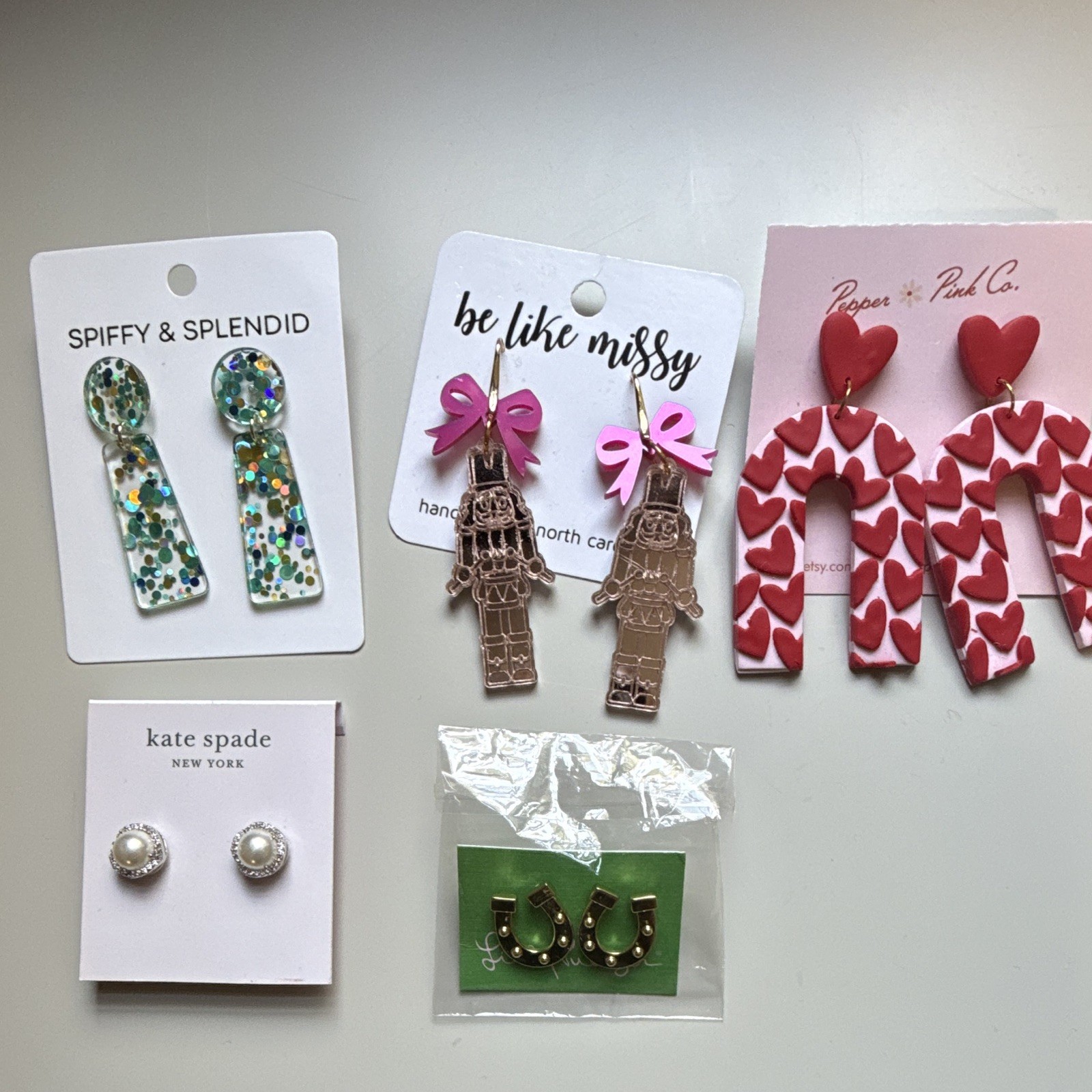 Never worn-set of 5 earrings, Kate spade, Lily Pulitzer, be like Missy, 2 more Never worn-set of 5 earrings, Kate spade, Lily Pulitzer, be like Missy, 2 more