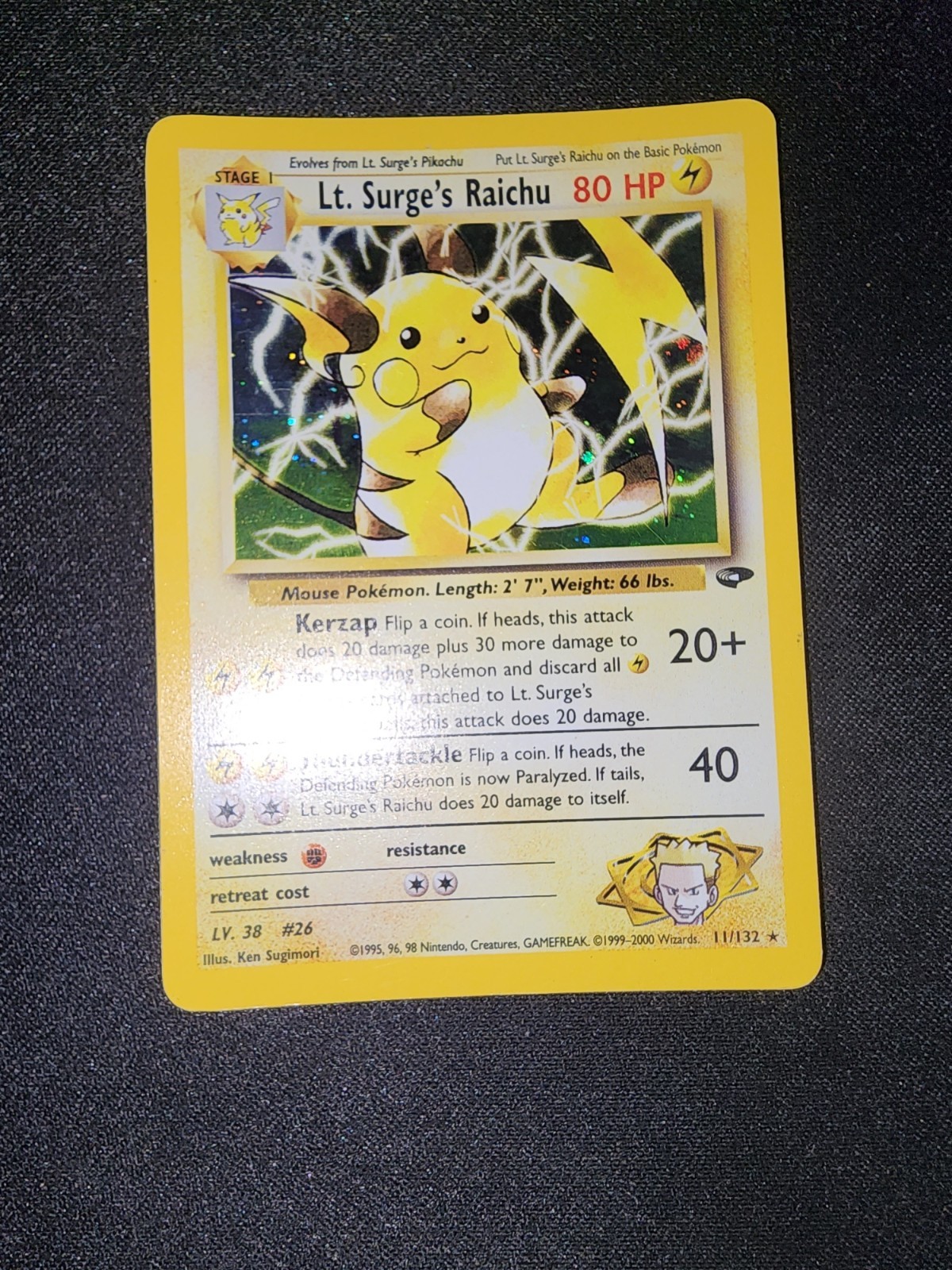 Lt. Surge\'s Raichu 11/132 MP Gym Challenge Holo Pokemon TCG WOTC
