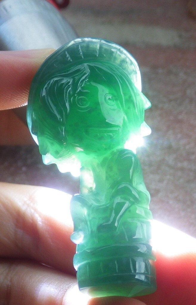 Video Certified Green A Jade jadeite Pendant  Cartoon 700549 AS