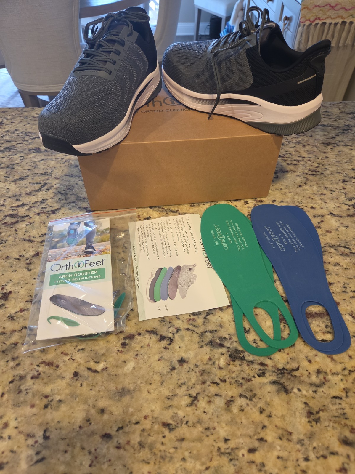 Orthofeet Tilos Hands Free Men\'s 9 X-Wide 4E Gray Orthopedic Walking Shoes NIB
