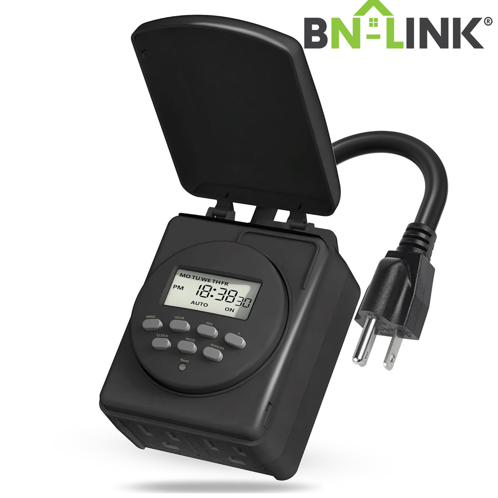 BN-LINK 7 Day Outdoor Heavy Duty Digital Programmable Timer Dual Outlet 1875W